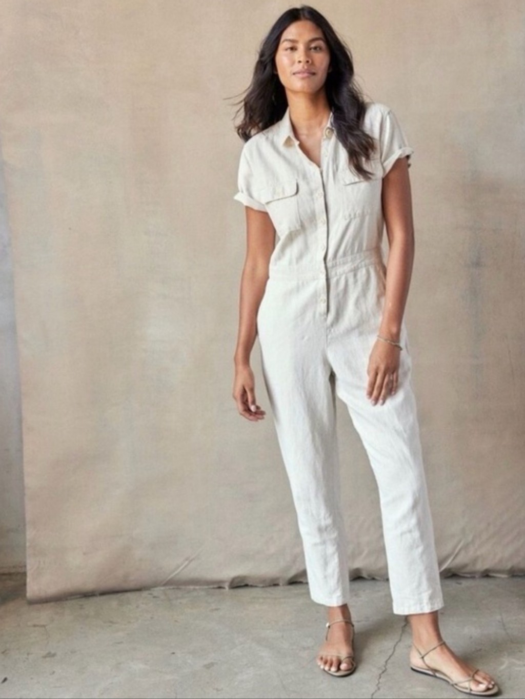 Outerknown S.E.A. Utility Jumpsuit In Natural Organic Cotton Linen